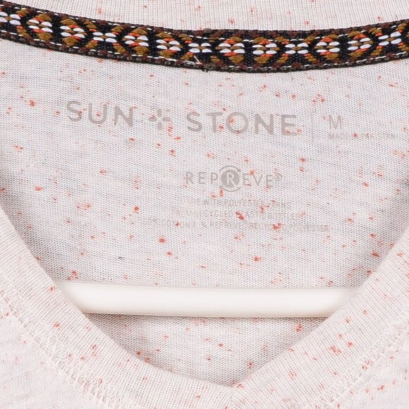 Sun Stone TShirt M Mens Short Sleeve Tan Peach Speckled Repreve Cotton Blend - Picture 4 of 6